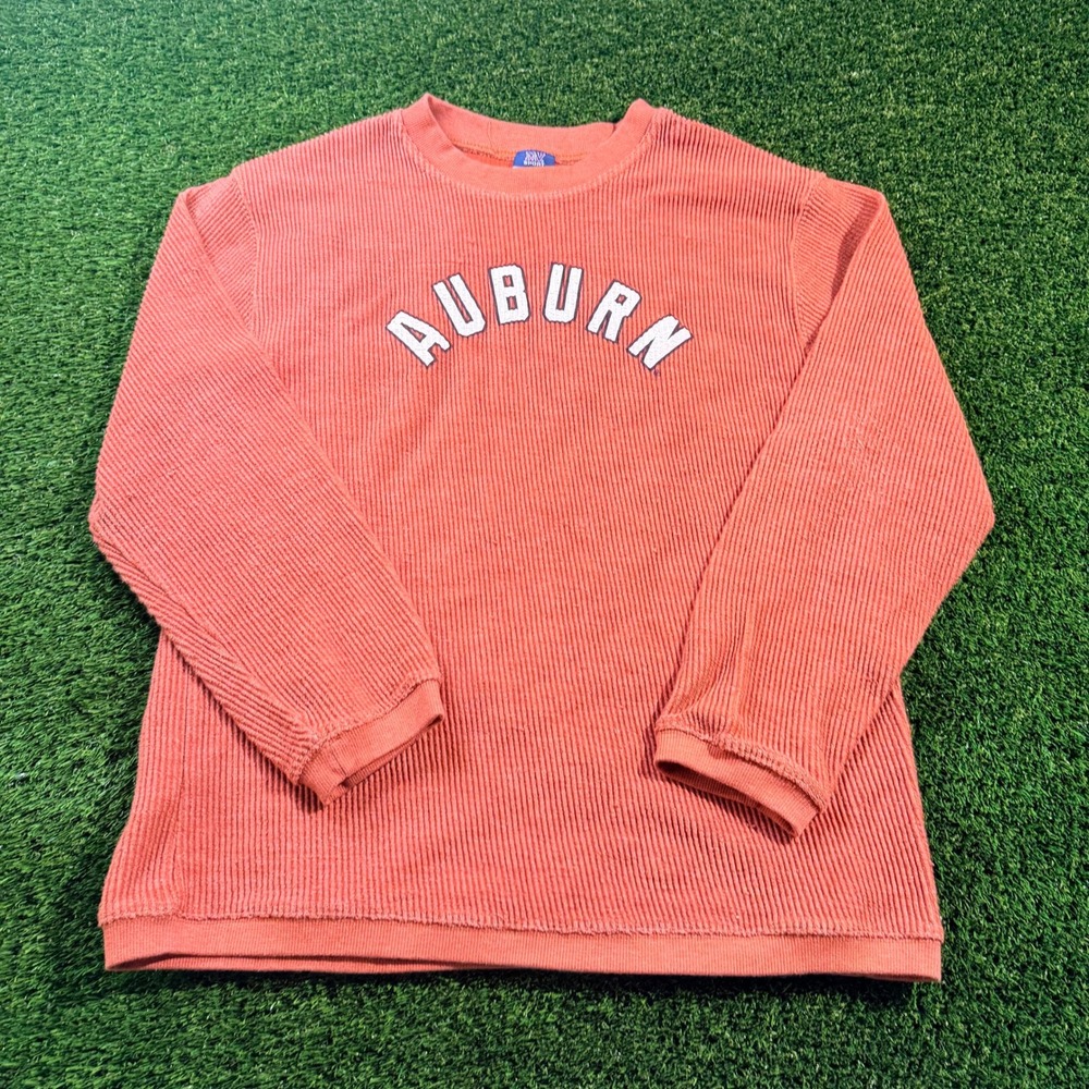 MV Sport Auburn University Corded Sweatshirt Orange Ribbed Pullover Mens Large